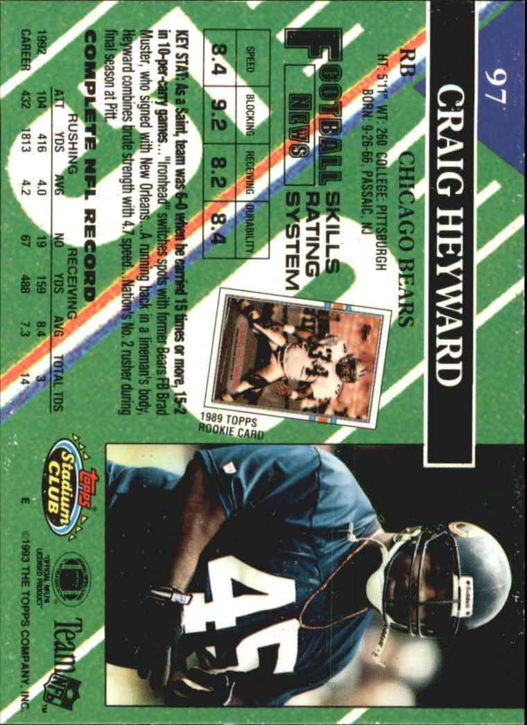 A2126- 1993 Stadium Club FB Card #s 1-250 +Rookies -You Pick- 15+ FREE US SHIP - Picture 188 of 486