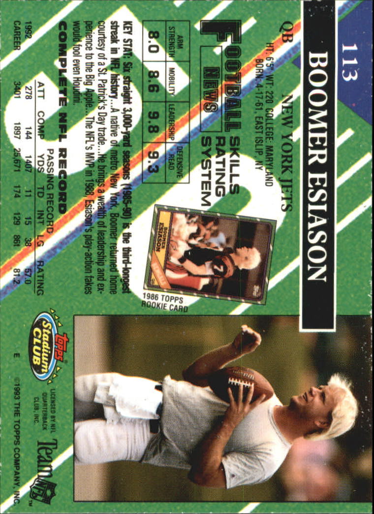 A2126- 1993 Stadium Club FB Card #s 1-250 +Rookies -You Pick- 15+ FREE US SHIP - Picture 218 of 486