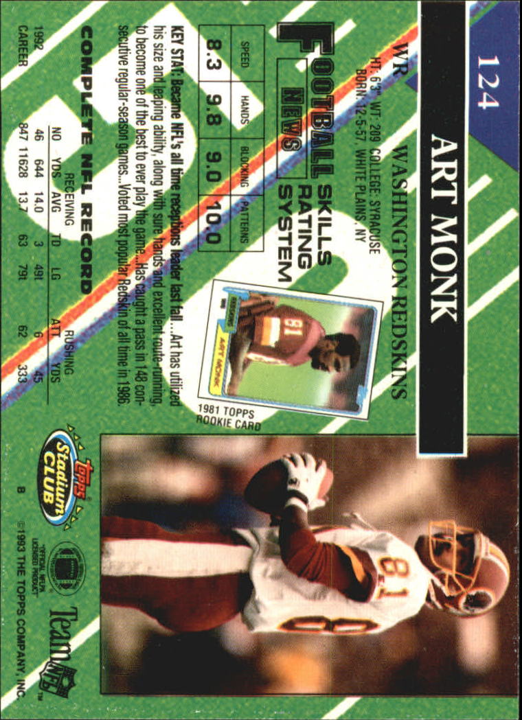 A2126- 1993 Stadium Club FB Card #s 1-250 +Rookies -You Pick- 15+ FREE US SHIP - Picture 240 of 486