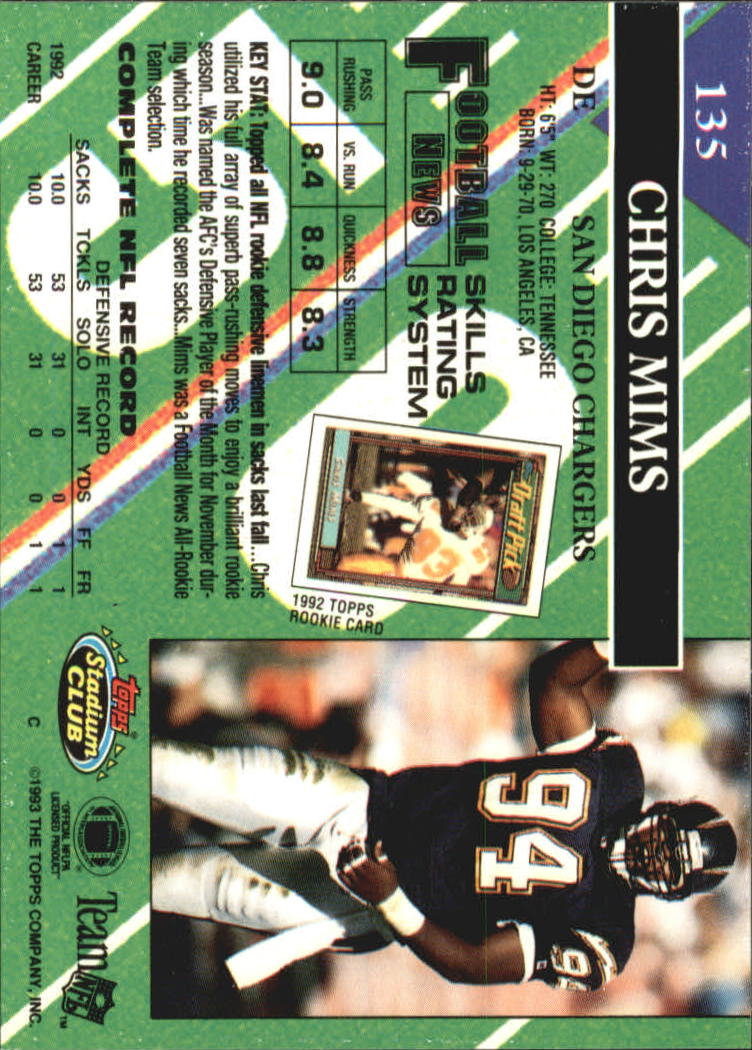 A2126- 1993 Stadium Club FB Card #s 1-250 +Rookies -You Pick- 15+ FREE US SHIP - Picture 260 of 486