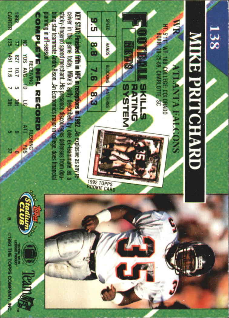 A2126- 1993 Stadium Club FB Card #s 1-250 +Rookies -You Pick- 15+ FREE US SHIP - Picture 266 of 486