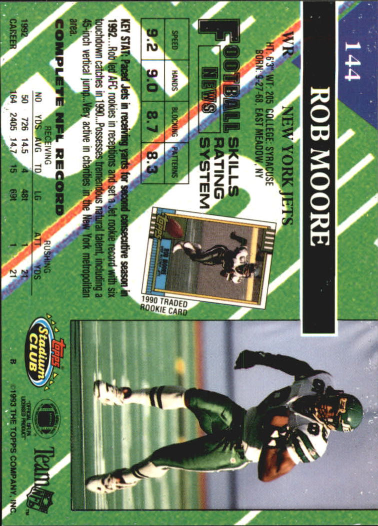1993 Stadium Club #144 Rob Moore back image