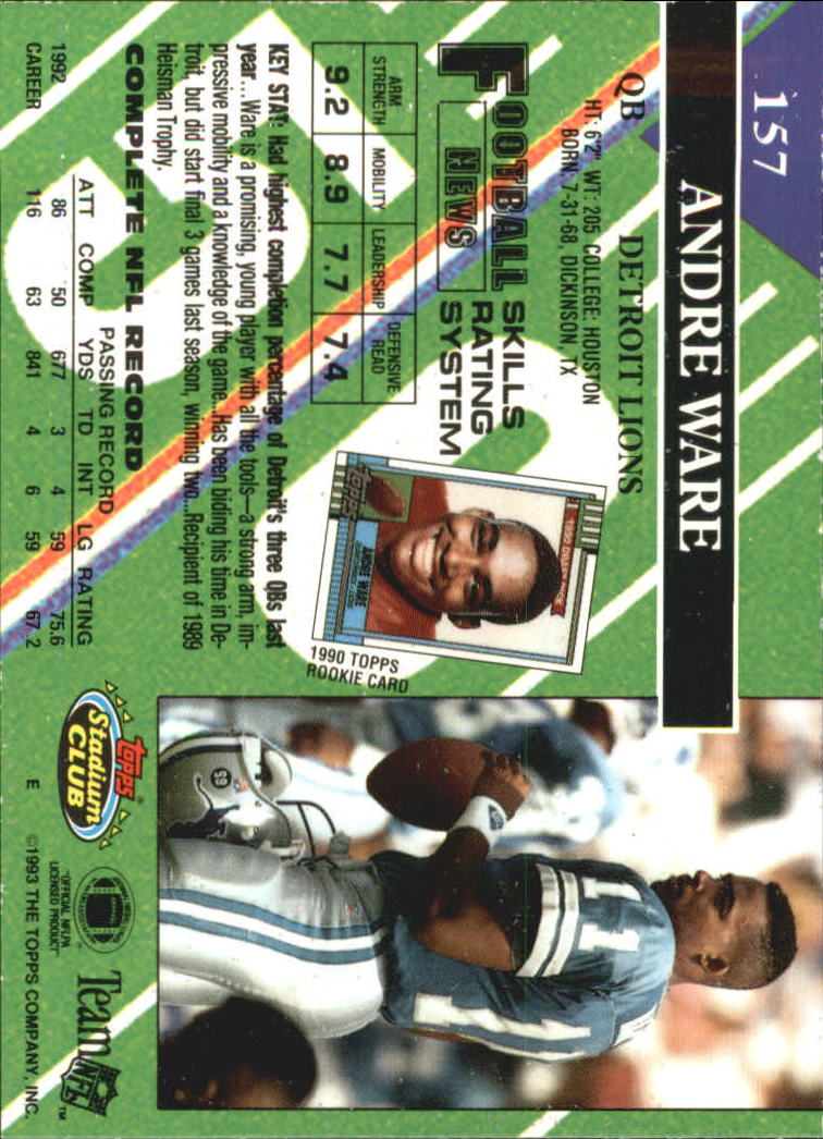 A2126- 1993 Stadium Club FB Card #s 1-250 +Rookies -You Pick- 15+ FREE US SHIP - Picture 304 of 486