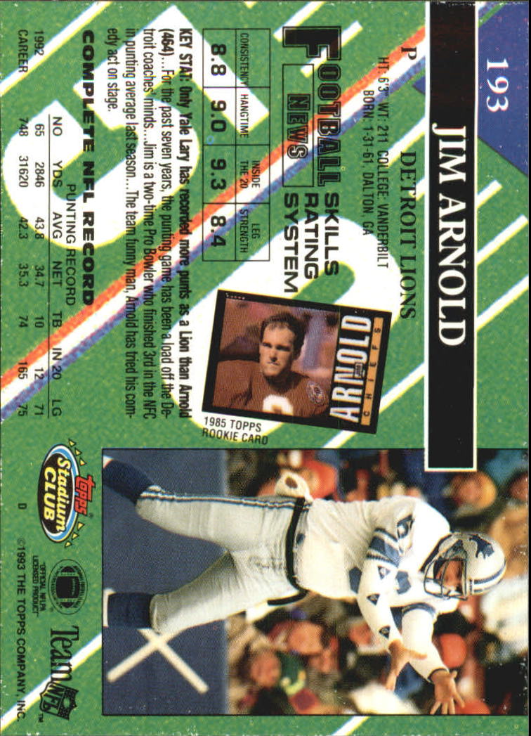 A2126- 1993 Stadium Club FB Card #s 1-250 +Rookies -You Pick- 15+ FREE US SHIP - Picture 376 of 486