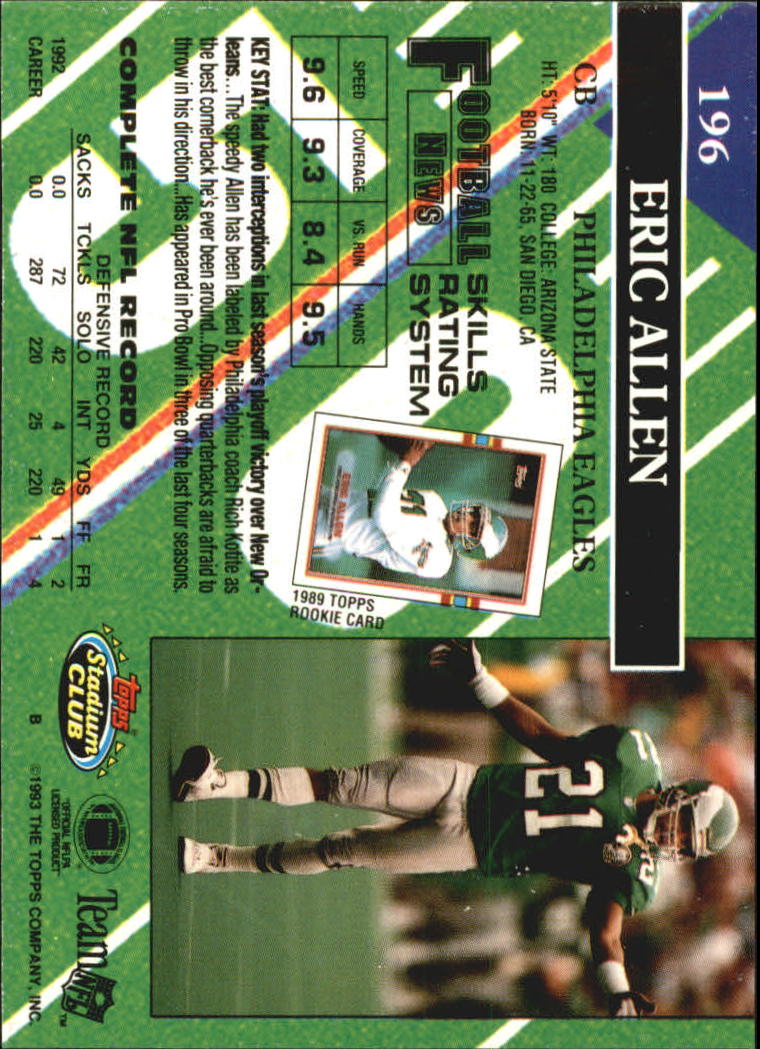 A2126- 1993 Stadium Club FB Card #s 1-250 +Rookies -You Pick- 15+ FREE US SHIP - Picture 382 of 486