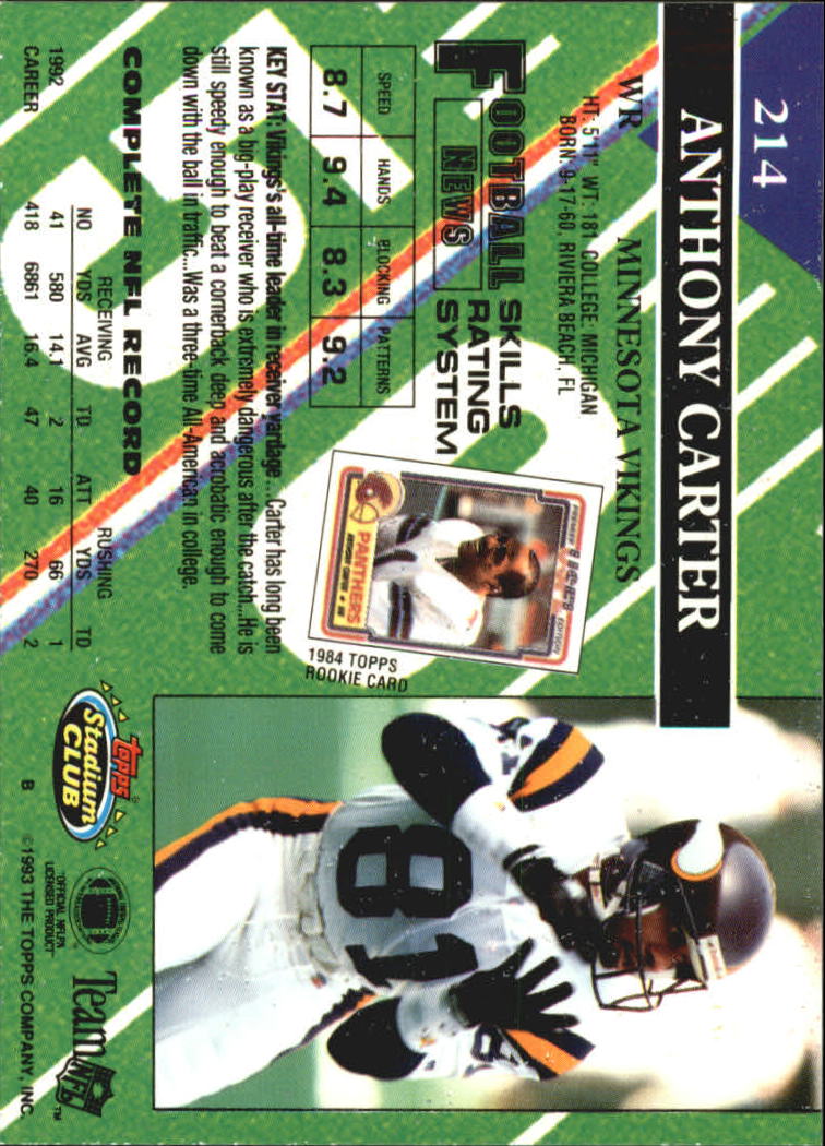A2126- 1993 Stadium Club FB Card #s 1-250 +Rookies -You Pick- 15+ FREE US SHIP - Picture 416 of 486