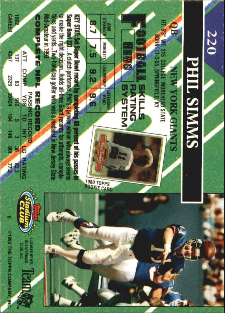 A2126- 1993 Stadium Club FB Card #s 1-250 +Rookies -You Pick- 15+ FREE US SHIP - Picture 428 of 486