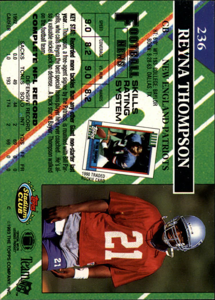 A2126- 1993 Stadium Club FB Card #s 1-250 +Rookies -You Pick- 15+ FREE US SHIP - Picture 460 of 486