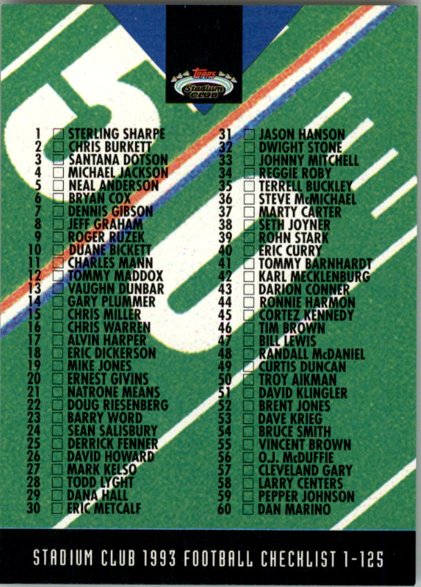 A2126- 1993 Stadium Club FB Card #s 1-250 +Rookies -You Pick- 15+ FREE US SHIP - Picture 465 of 486