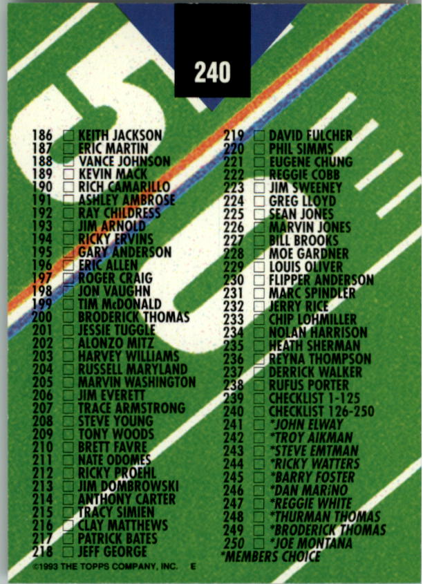 A2126- 1993 Stadium Club FB Card #s 1-250 +Rookies -You Pick- 15+ FREE US SHIP - Picture 468 of 486