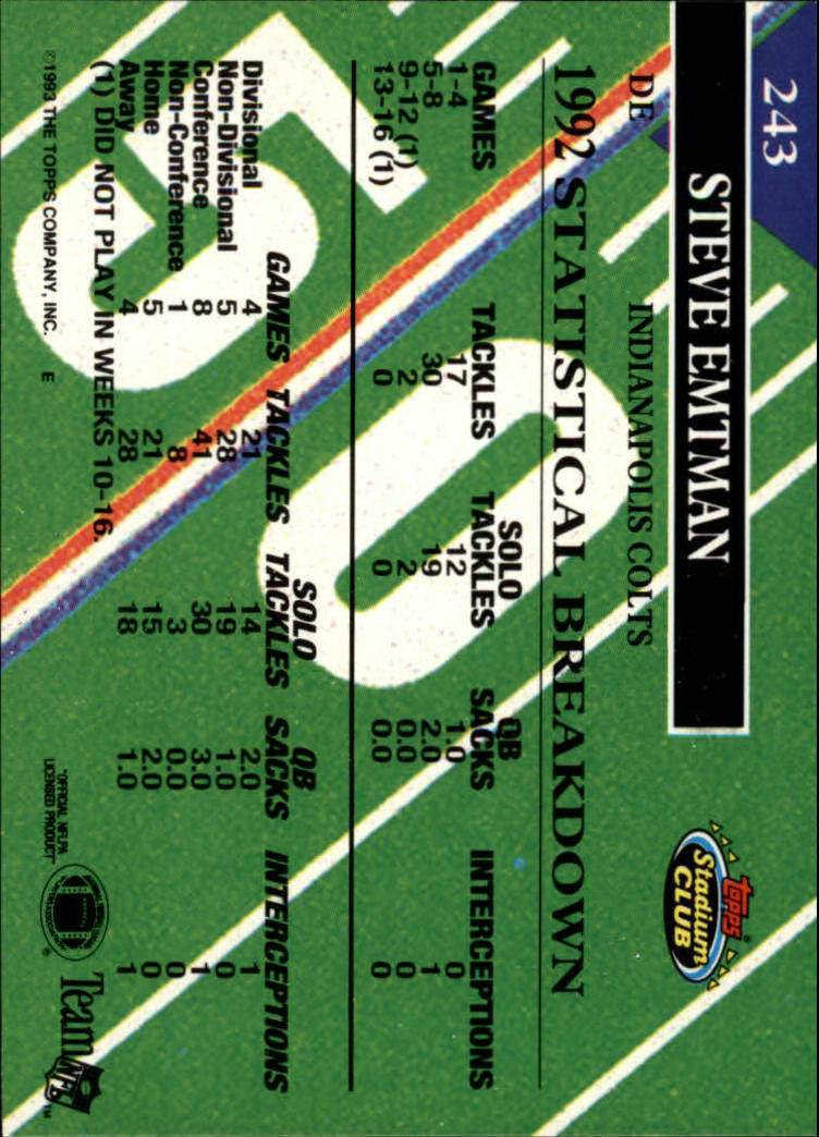 A2126- 1993 Stadium Club FB Card #s 1-250 +Rookies -You Pick- 15+ FREE US SHIP - Picture 474 of 486