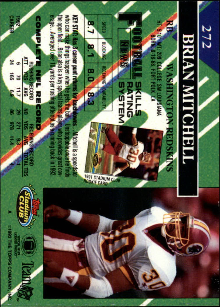A2126- 1993 Stadium Club FB Cards 251-492 +Rookies -You Pick- 15+ FREE US SHIP - Picture 45 of 473