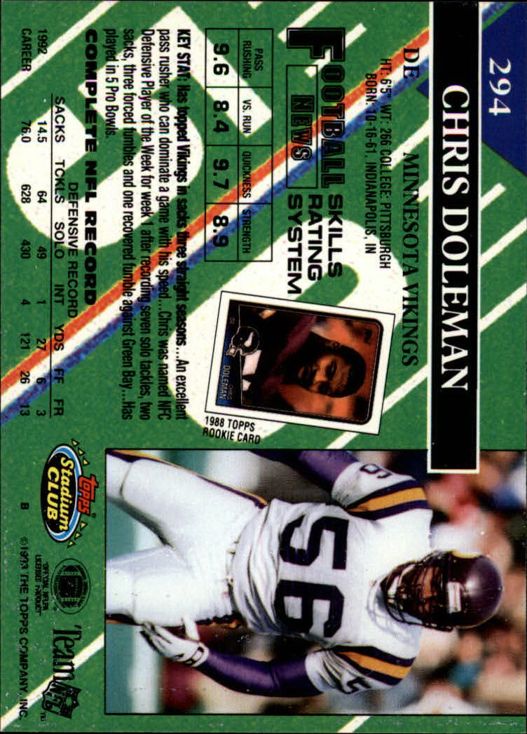 A2126- 1993 Stadium Club FB Cards 251-492 +Rookies -You Pick- 15+ FREE US SHIP - Picture 91 of 473