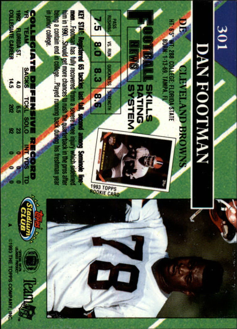 A2126- 1993 Stadium Club FB Cards 251-492 +Rookies -You Pick- 15+ FREE US SHIP - Picture 105 of 473