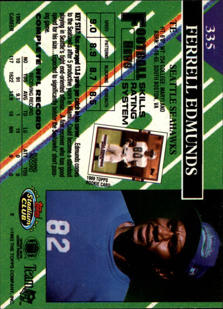 A2126- 1993 Stadium Club FB Cards 251-492 +Rookies -You Pick- 15+ FREE US SHIP - Picture 175 of 473