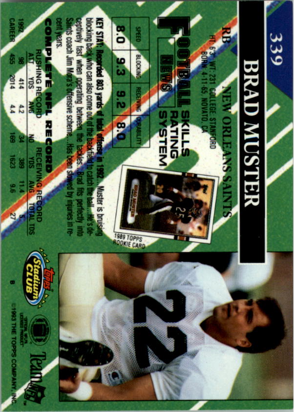 A2126- 1993 Stadium Club FB Cards 251-492 +Rookies -You Pick- 15+ FREE US SHIP - Picture 183 of 473