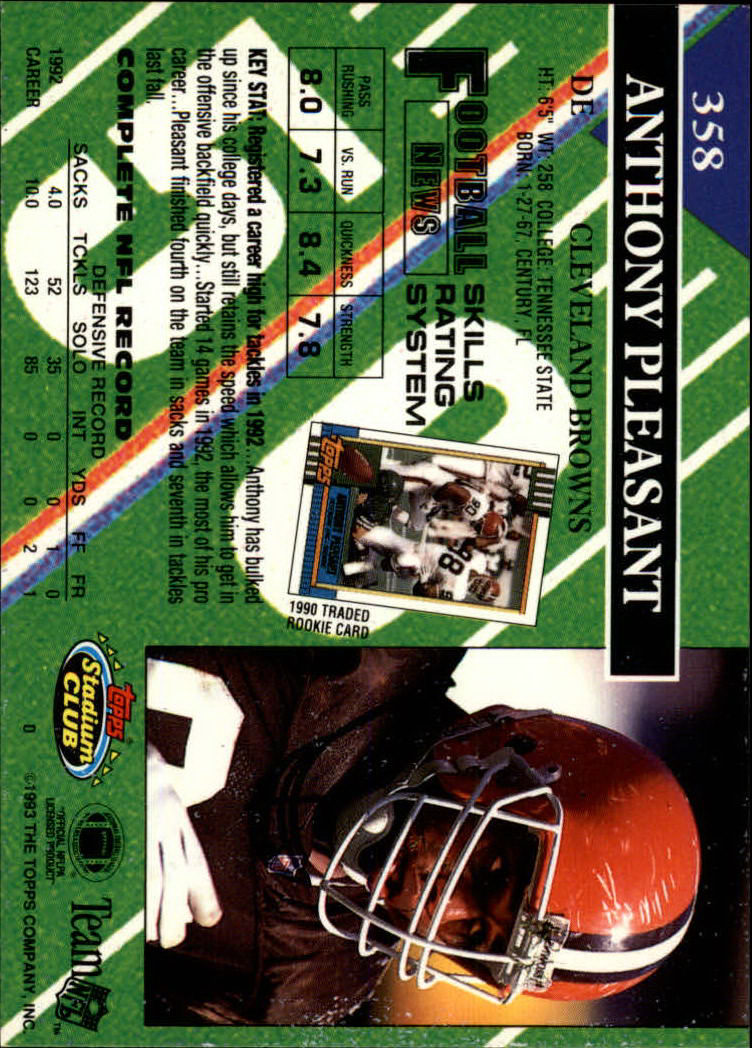 A2126- 1993 Stadium Club FB Cards 251-492 +Rookies -You Pick- 15+ FREE US SHIP - Picture 218 of 473