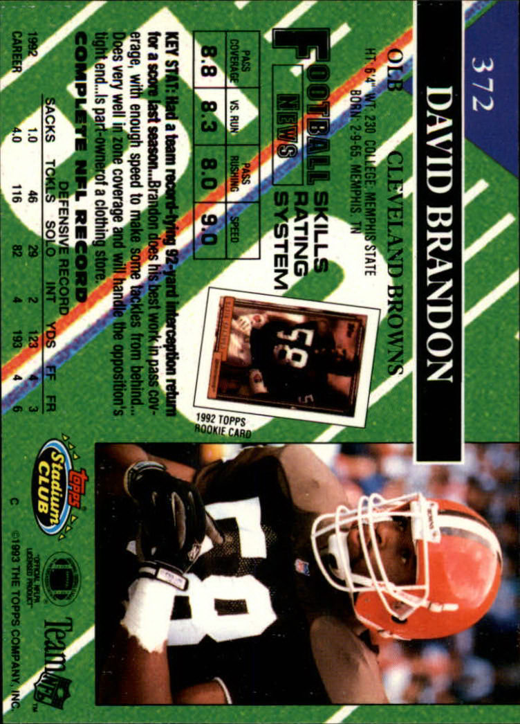 A2126- 1993 Stadium Club FB Cards 251-492 +Rookies -You Pick- 15+ FREE US SHIP - Picture 247 of 473
