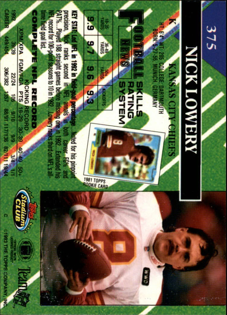 A2126- 1993 Stadium Club FB Cards 251-492 +Rookies -You Pick- 15+ FREE US SHIP - Picture 253 of 473