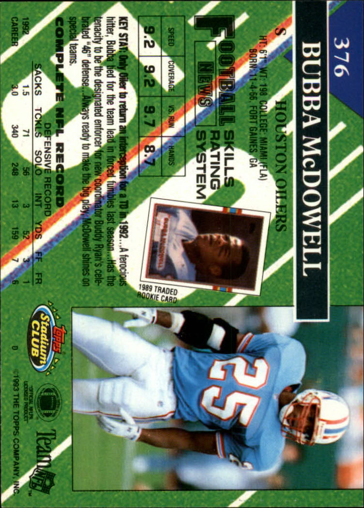 A2126- 1993 Stadium Club FB Cards 251-492 +Rookies -You Pick- 15+ FREE US SHIP - Picture 255 of 473