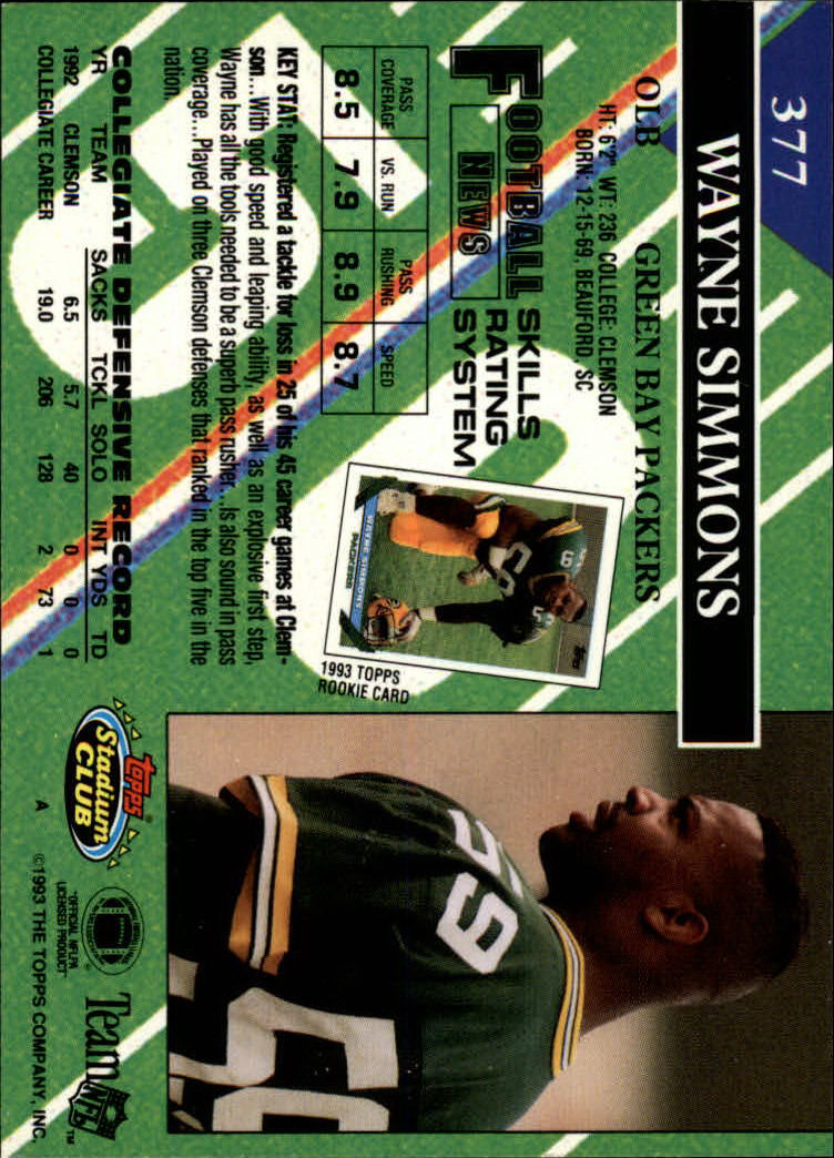 A2126- 1993 Stadium Club FB Cards 251-492 +Rookies -You Pick- 15+ FREE US SHIP - Picture 257 of 473