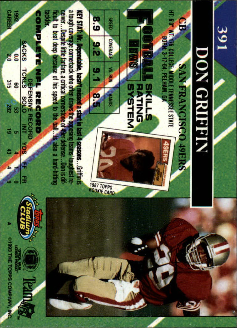 A2126- 1993 Stadium Club FB Cards 251-492 +Rookies -You Pick- 15+ FREE US SHIP - Picture 284 of 473