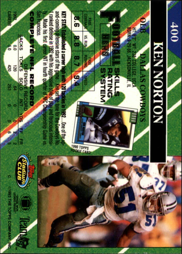 A2126- 1993 Stadium Club FB Cards 251-492 +Rookies -You Pick- 15+ FREE US SHIP - Picture 303 of 473
