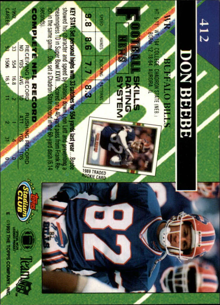 1989 TOPPS TRADED #59T - DON BEEBE - BUFFALO BILLS - FREE SHIPPING