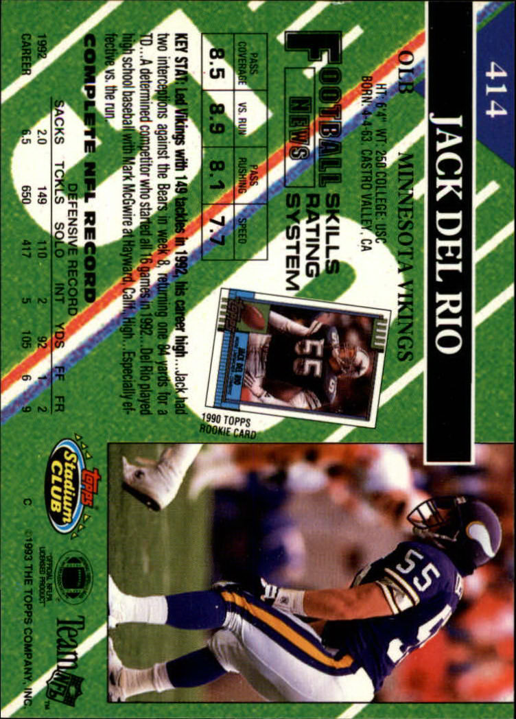 A2126- 1993 Stadium Club FB Cards 251-492 +Rookies -You Pick- 15+ FREE US SHIP - Picture 330 of 473
