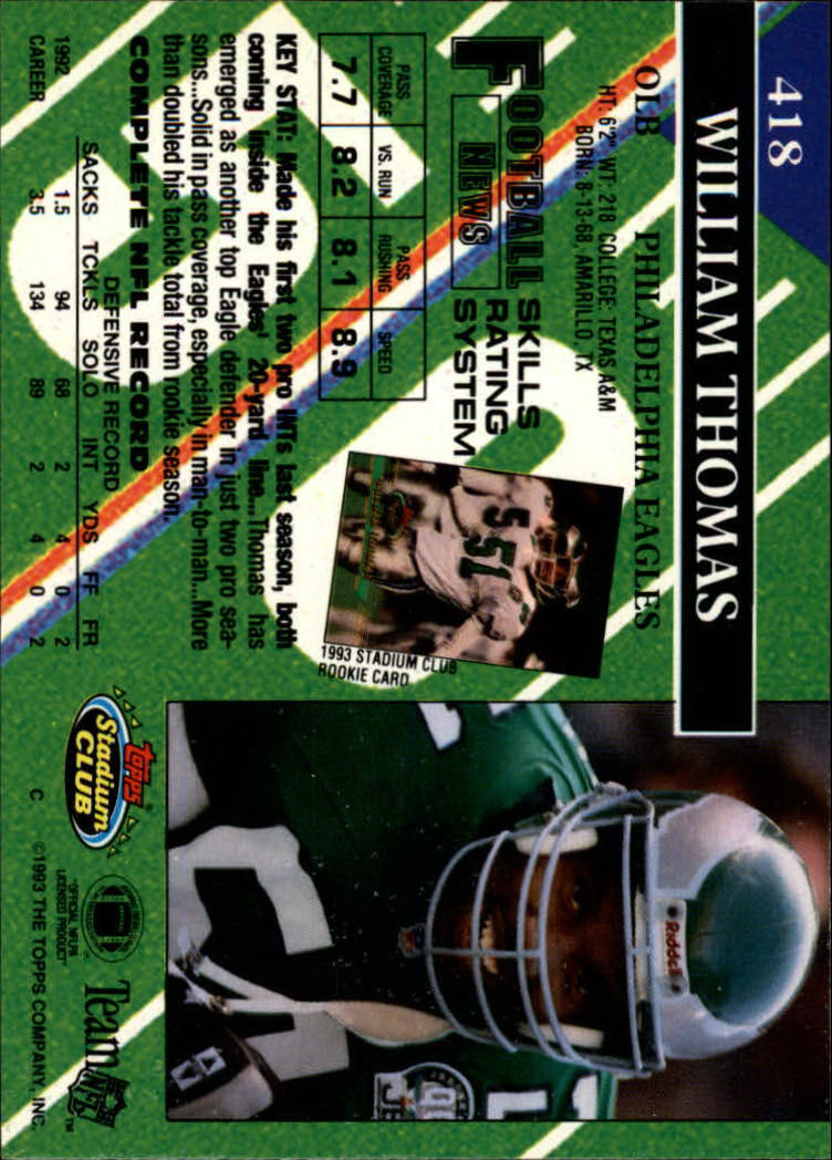 A2126- 1993 Stadium Club FB Cards 251-492 +Rookies -You Pick- 15+ FREE US SHIP - Picture 337 of 473