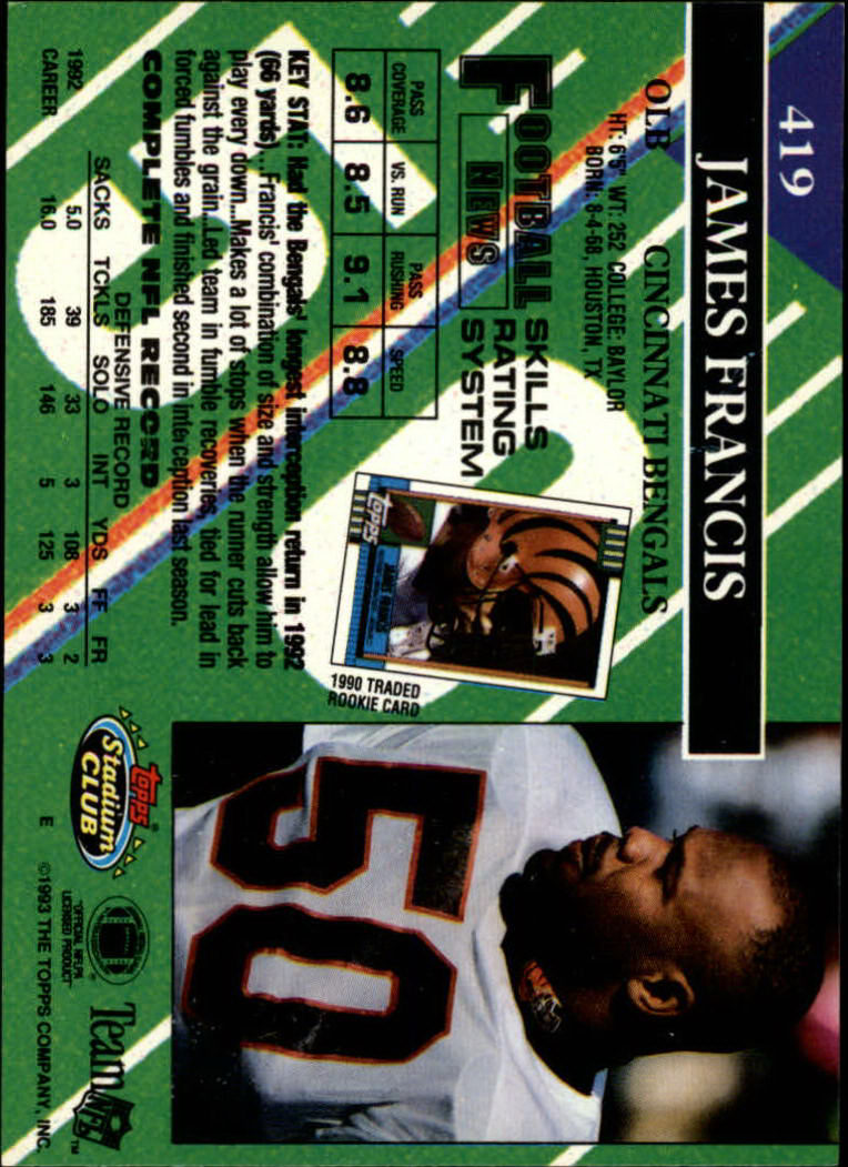 A2126- 1993 Stadium Club FB Cards 251-492 +Rookies -You Pick- 15+ FREE US SHIP - Picture 339 of 473