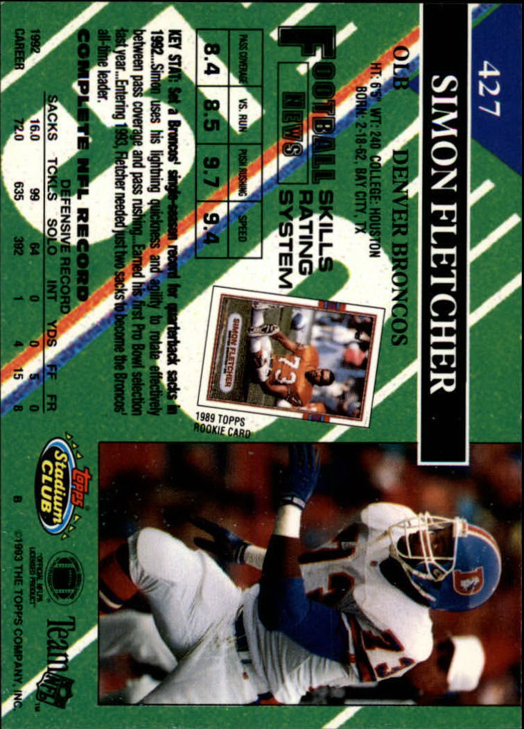 A2126- 1993 Stadium Club FB Cards 251-492 +Rookies -You Pick- 15+ FREE US SHIP - Picture 354 of 473
