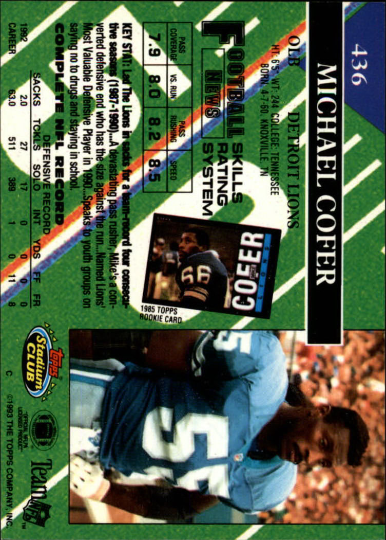 A2126- 1993 Stadium Club FB Cards 251-492 +Rookies -You Pick- 15+ FREE US SHIP - Picture 366 of 473