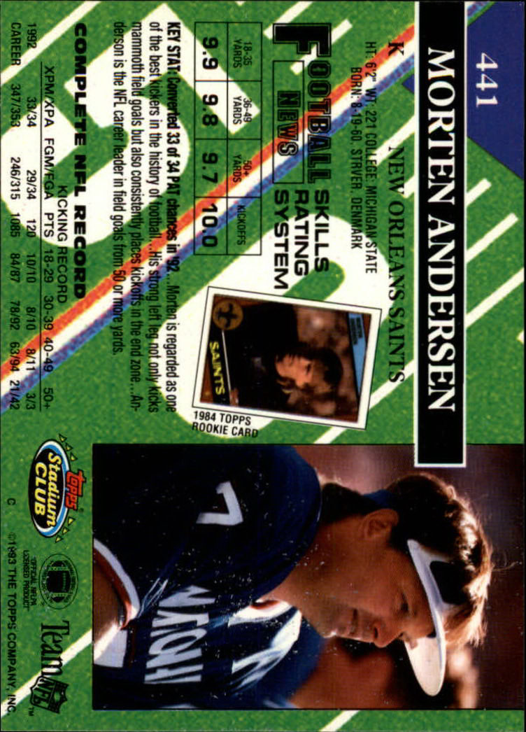 A2126- 1993 Stadium Club FB Cards 251-492 +Rookies -You Pick- 15+ FREE US SHIP - Picture 376 of 473