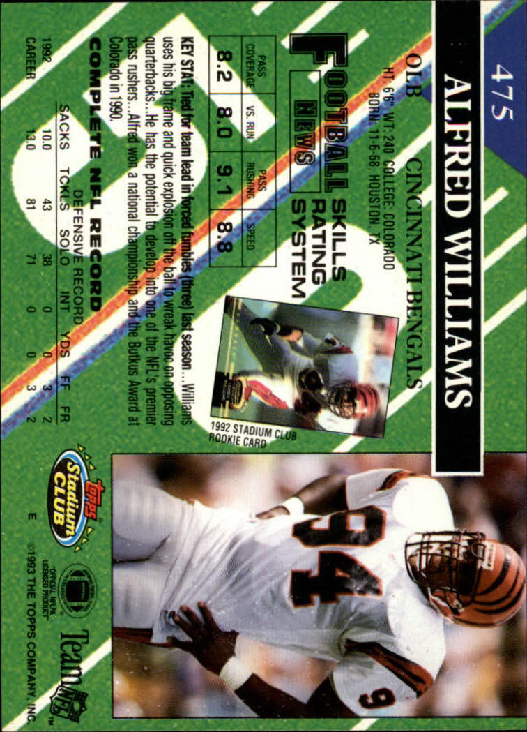 A2126- 1993 Stadium Club FB Cards 251-492 +Rookies -You Pick- 15+ FREE US SHIP - Picture 440 of 473