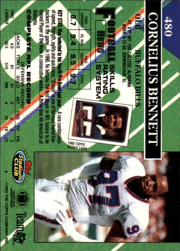 A2126- 1993 Stadium Club FB Cards 251-492 +Rookies -You Pick- 15+ FREE US SHIP - Picture 450 of 473