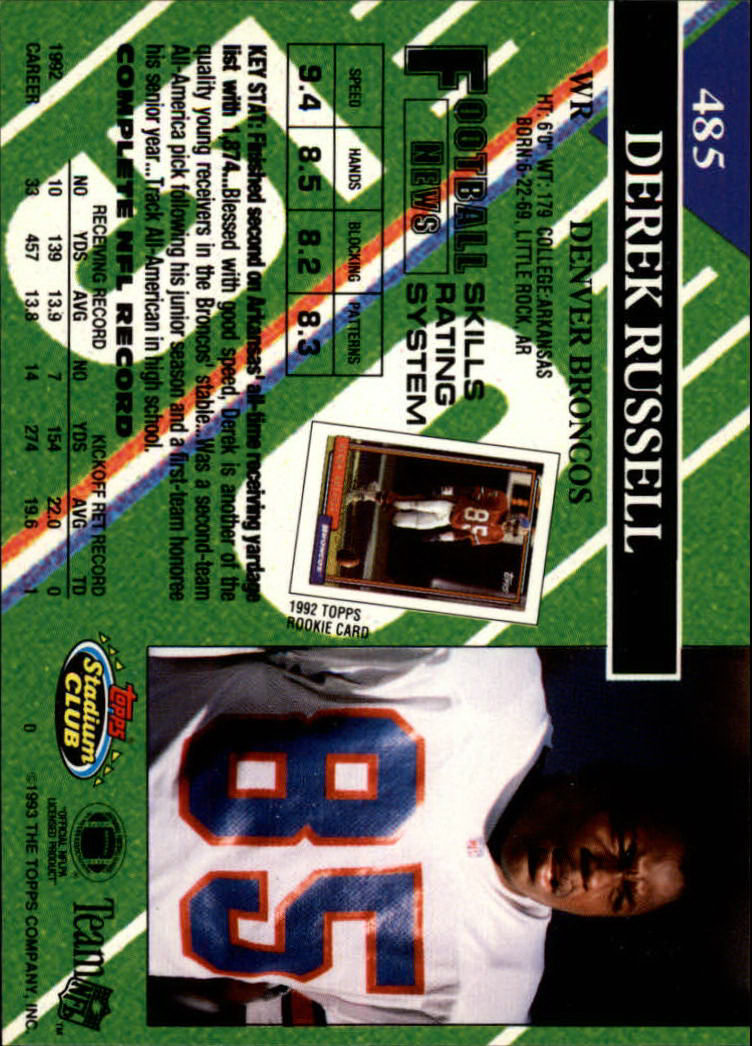A2126- 1993 Stadium Club FB Cards 251-492 +Rookies -You Pick- 15+ FREE US SHIP - Picture 459 of 473