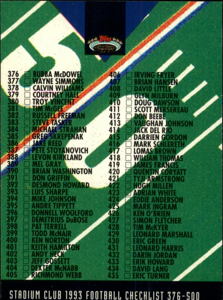 A2126- 1993 Stadium Club FB Cards 251-492 +Rookies -You Pick- 15+ FREE US SHIP - Picture 468 of 473