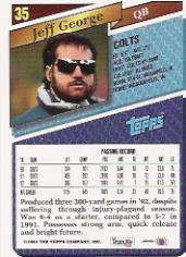 1993 Topps #35 Jeff George back image