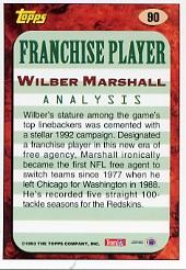 1993 Topps #90 Wilber Marshall FP back image