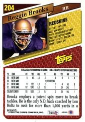 1993 Topps #204 Reggie Brooks RC back image