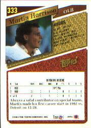 1993 Topps #333 Martin Harrison RC back image