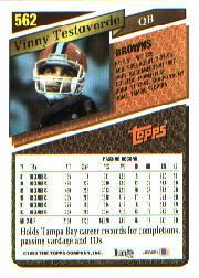 1993 Topps #562 Vinny Testaverde back image