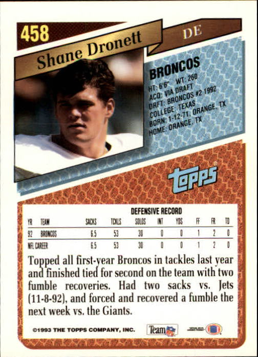 1993 Topps Football Gold (#441-660) Singles - You Choose - Picture 36 of 419