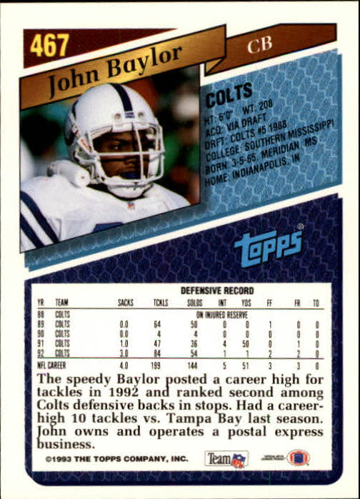 1993 Topps Football Gold (#441-660) Singles - You Choose - Picture 54 of 419