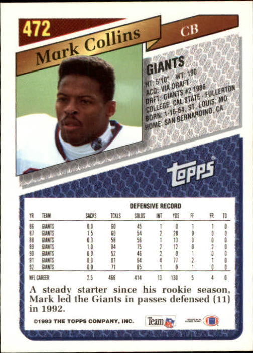 1993 Topps Football Gold (#441-660) Singles - You Choose - Picture 64 of 419