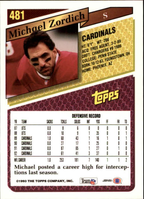 1993 Topps Football Gold (#441-660) Singles - You Choose - Picture 80 of 419