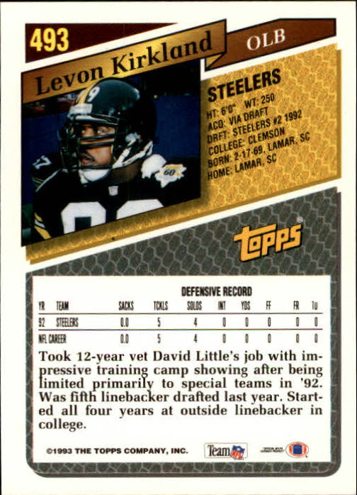 1993 Topps Football Gold (#441-660) Singles - You Choose - Picture 102 of 419