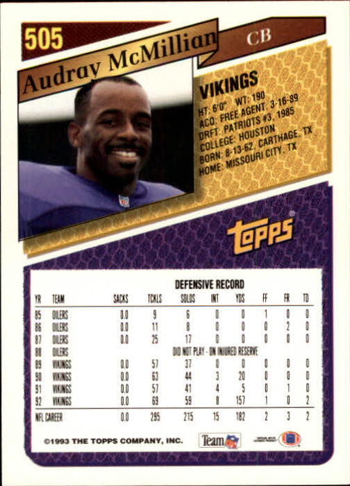 1993 Topps Football Gold (#441-660) Singles - You Choose - Picture 125 of 419