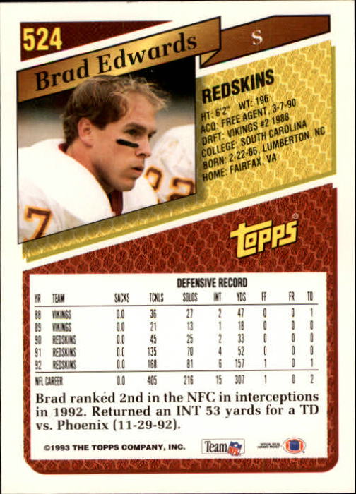 1993 Topps Football Gold (#441-660) Singles - You Choose - Picture 161 of 419